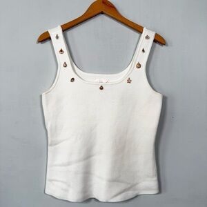 LC Lauren Conrad Ivory Tank Top with Shell Accents, Size M